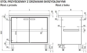 Stół Przyścienny Z Drzwiami Suwanymi/ 1900x700x850 Mm Stalgast 980467190-1266